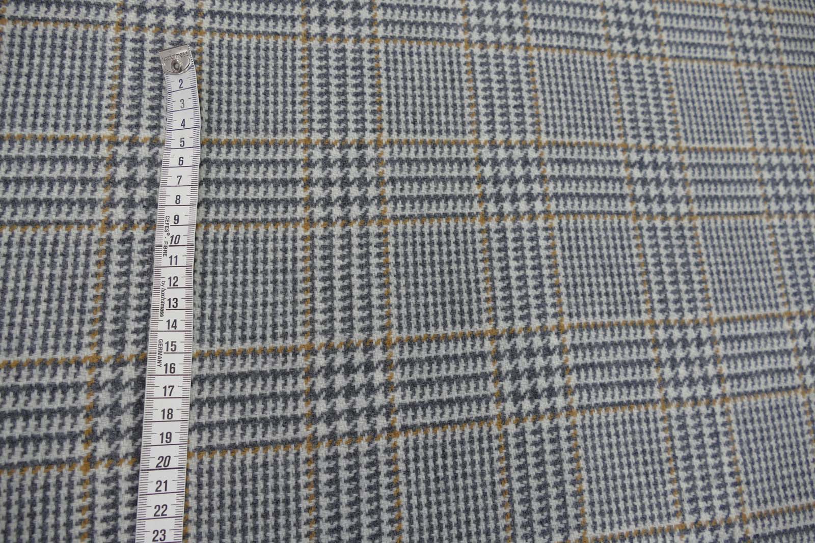 Wollstoff Karo grau cognac 644