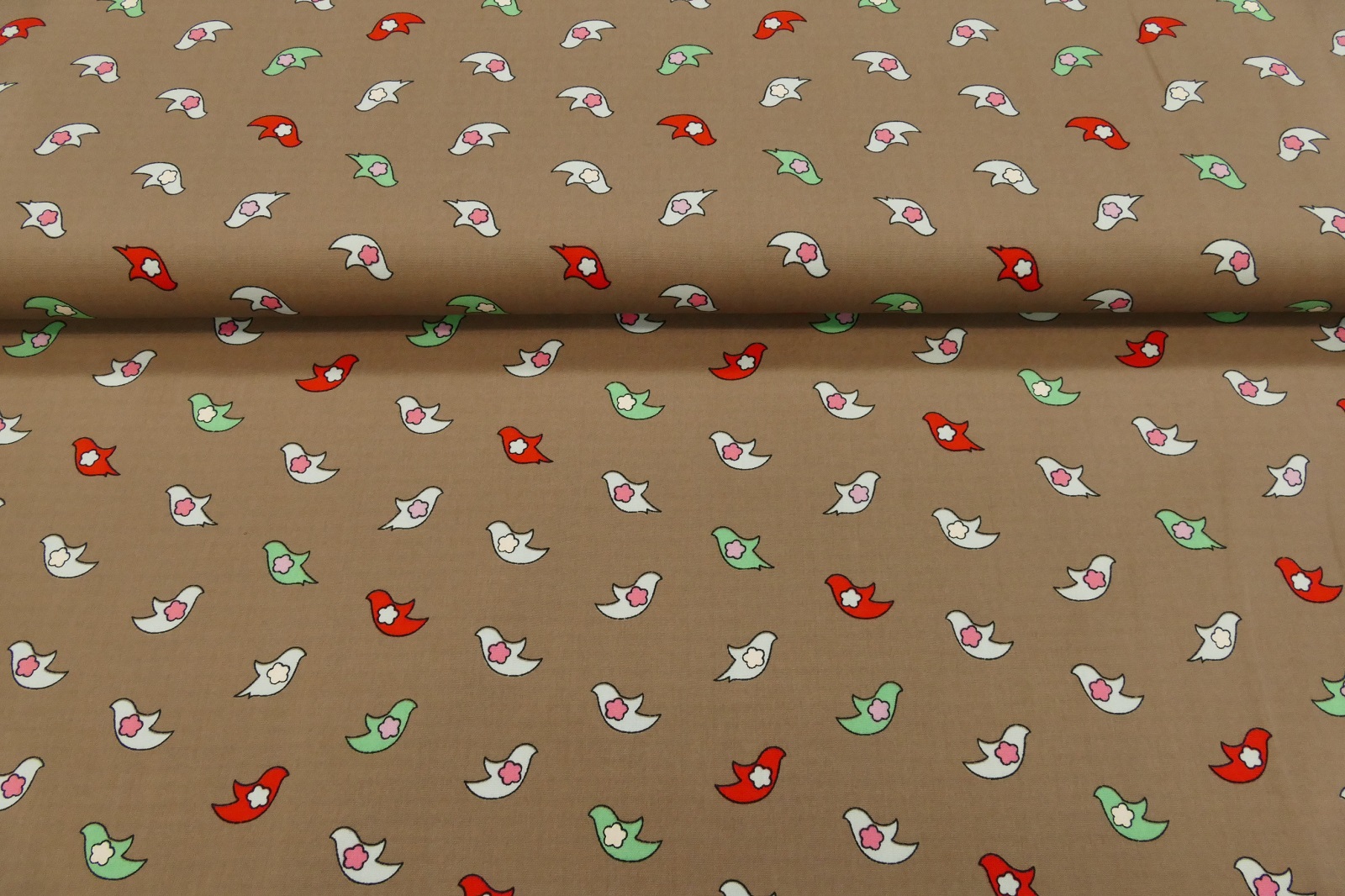 Baumwolle Vögel taupe 