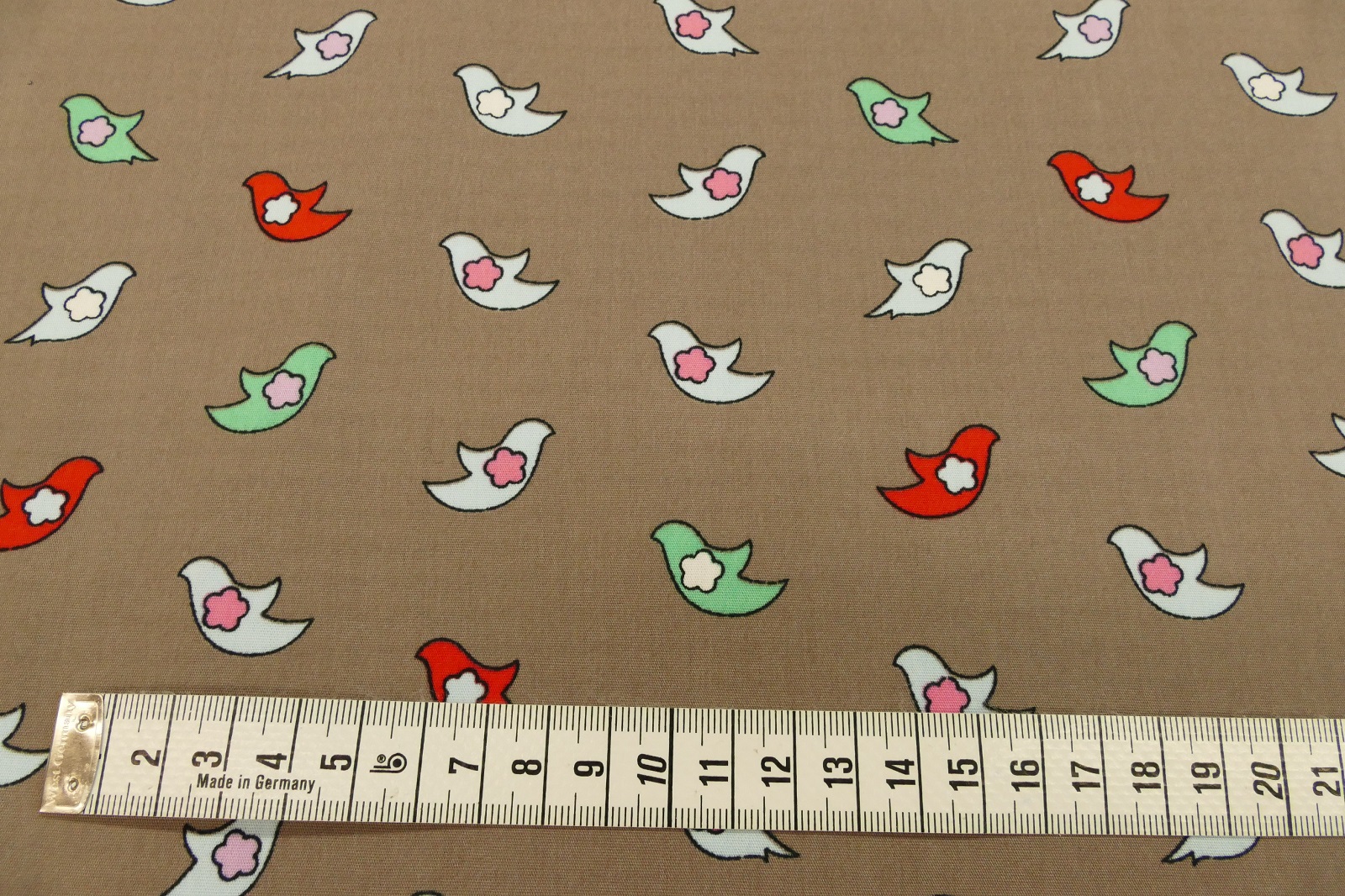 Baumwolle Vögel taupe 