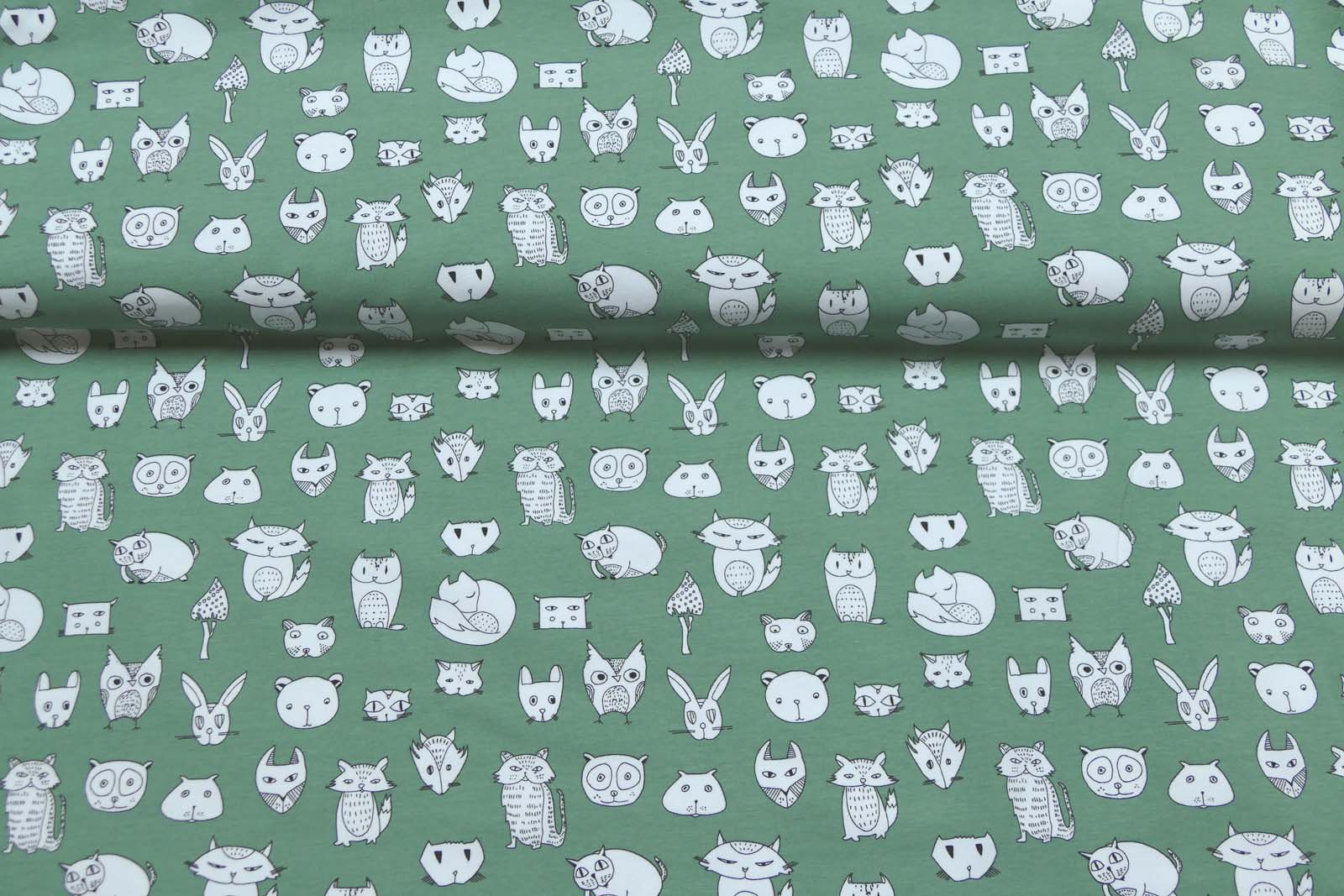 Baumwolljersey Tiere 656 dustygrün