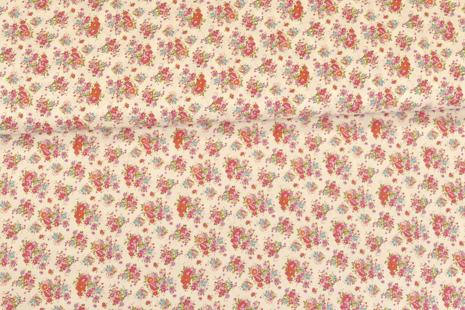 Baumwolle Blumen pink türkis 