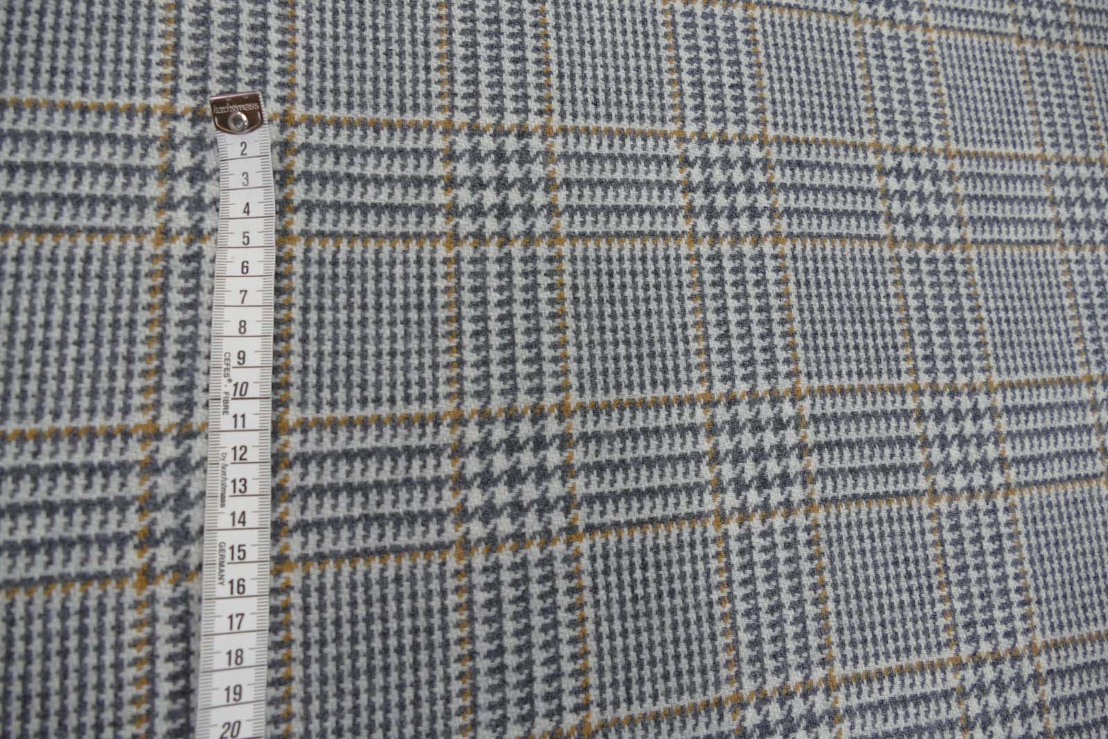 Wollstoff Karo grau cognac 644